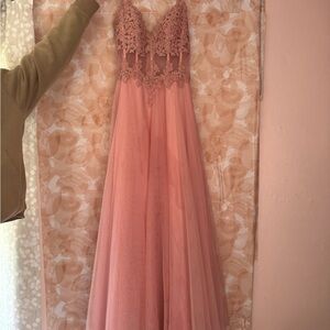 Elegant Pink Lace Gown
